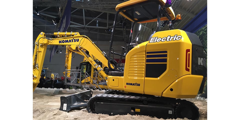 Elektrische minigraafmachine van Komatsu gepresenteerd op de Bauma 2019