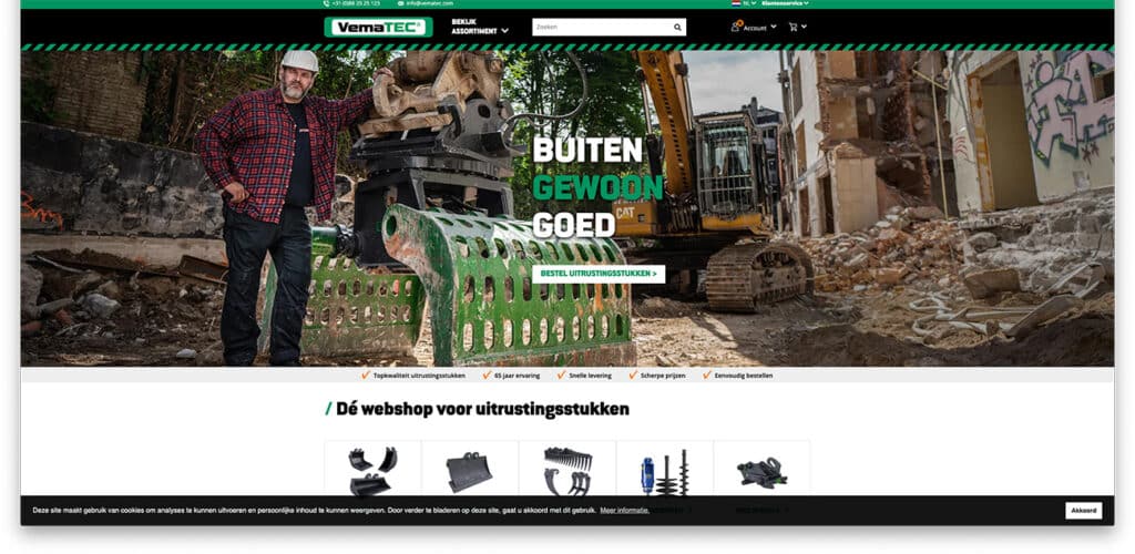 Bestel uitrustingsstukken voor je graafmachine voortaan online via www.vematec.com!