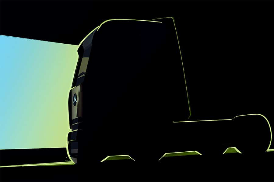 Eerste voorproefje : Mercedes-Benz Trucks lanceert teaser van eActros 600 – weg van het platgetreden designpad